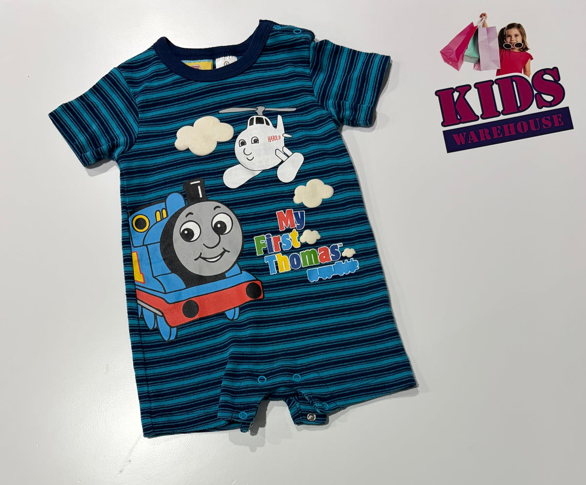 Thomas & Friends Blue Stripe, Characters Print Jumpsuit Size 0