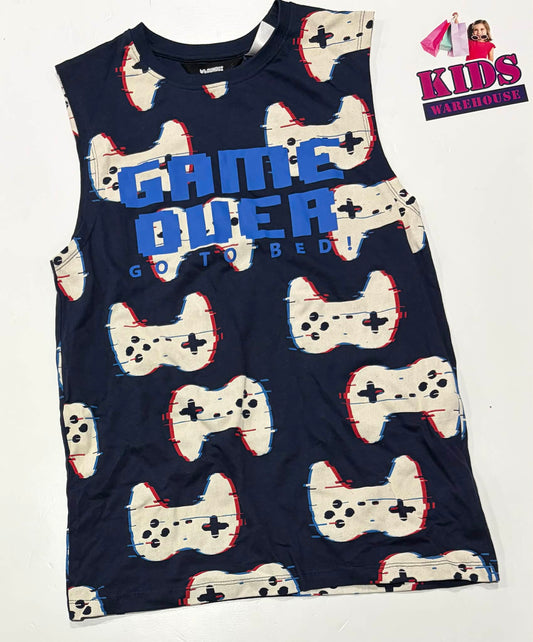 Not Used Bauhaus Dark Blue Singlet With “Game Over” Print Size 14