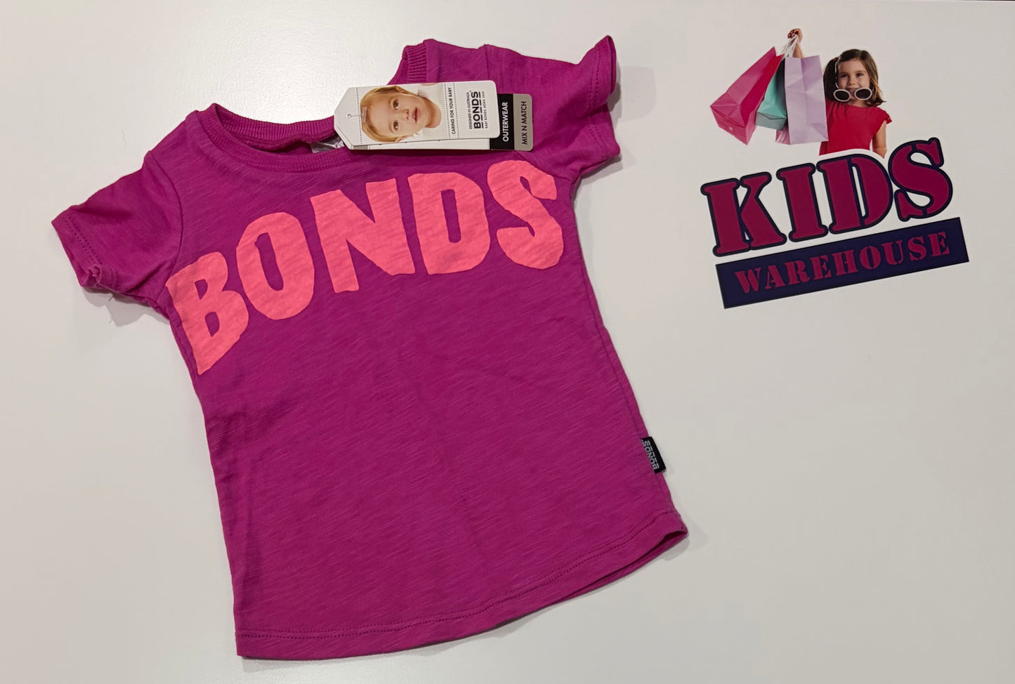 Not Used Bonds Magenta, Logo Print Top Size 000