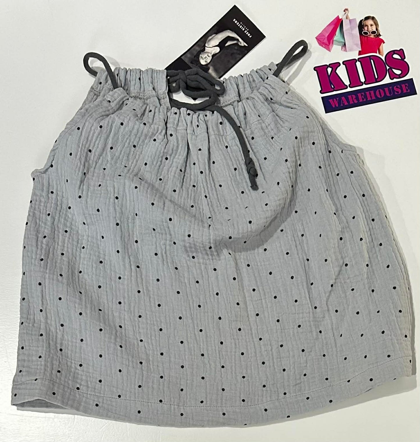 New Free Sisters Berlin Blue Dress With Black Dot Pattern Size 4