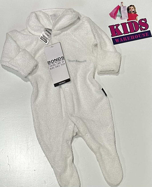 New Bonds White Fluffy Jumpsuit Size 0000 (RRP $20)