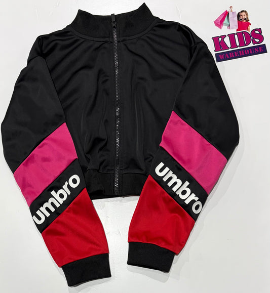 Umbro Black, Pink, Red Stripe Crop Jacket Size 8