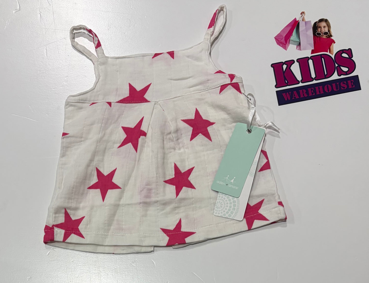 Not Used Aden + Anais White, Pink Star Print Dress Size 00