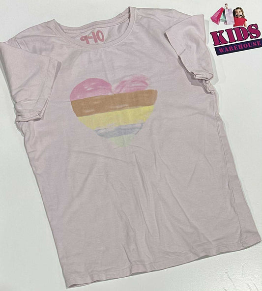 Cotton On Pink Top With Heart Print Size 9-10
