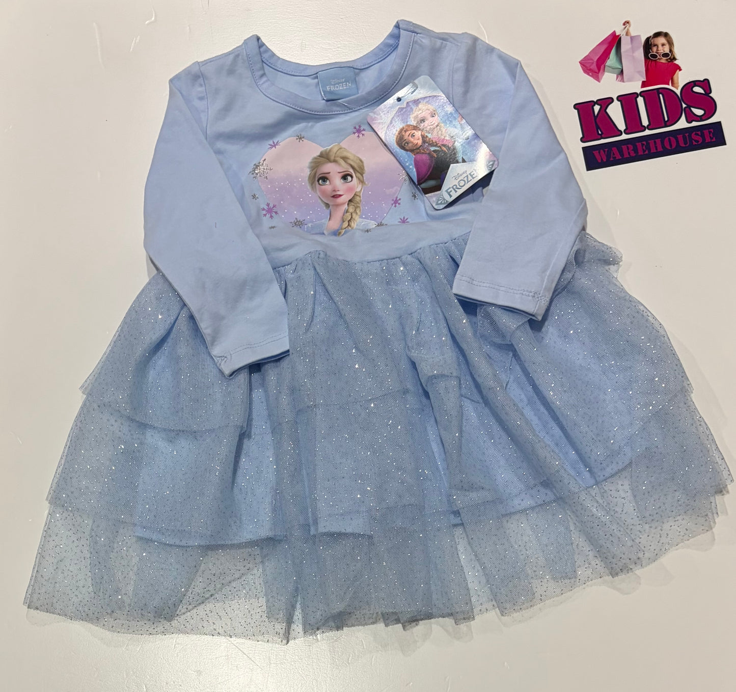 Not Used Disney Frozen Blue, Elsa Print Dress Size 1
