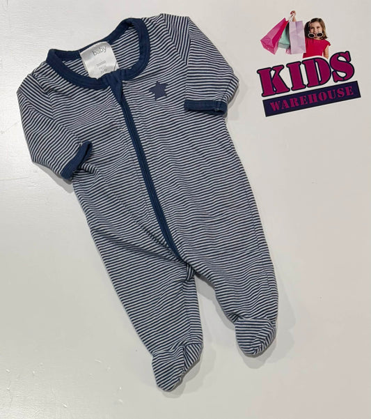 Premmie 4Baby White & Dark Blue Striped Jumpsuit Size 00000