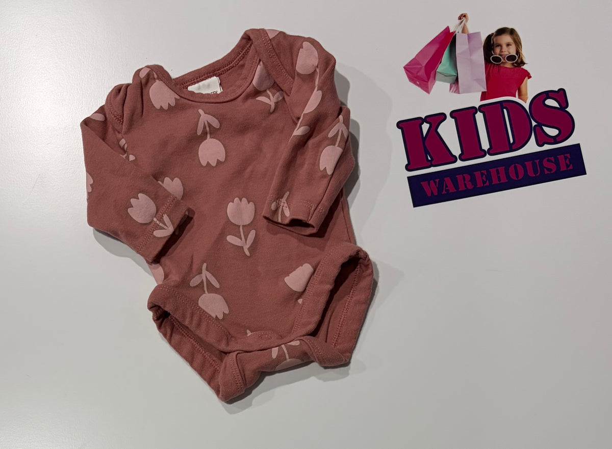 Baby Berry Pink, Flower Print Bodysuit Size 00000