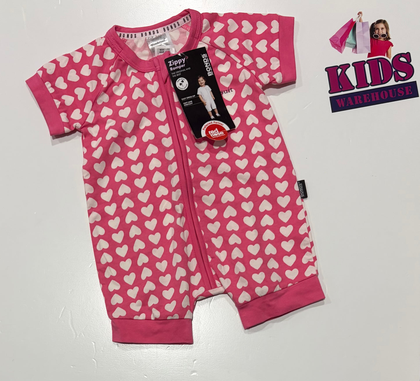 Not Used Bonds Pink, White Heart Print Jumpsuit Size 000
