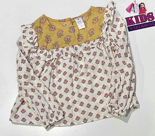 Target White & Yellow Dress With Pink Flower Pattern Size 6