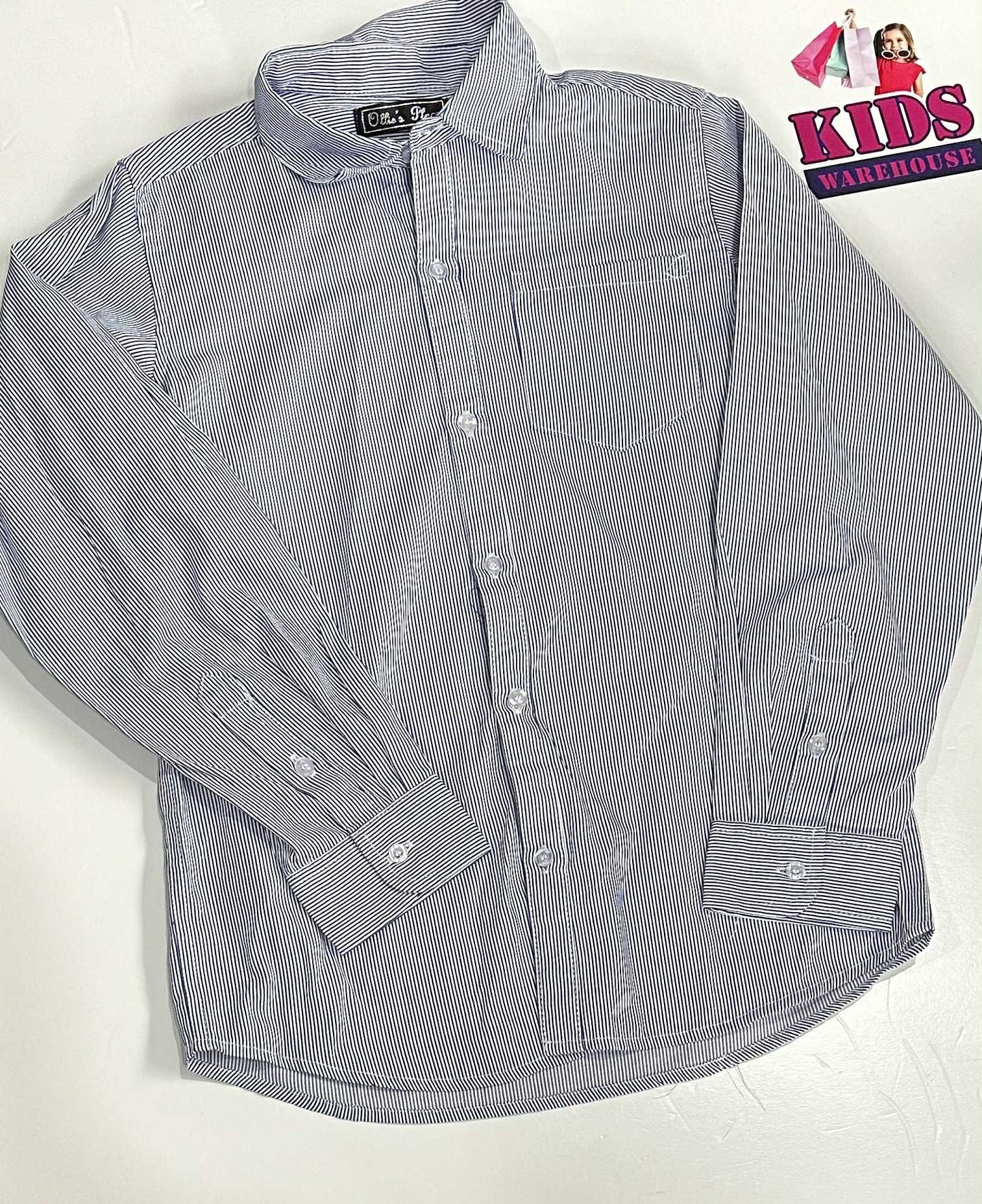 Ollies Place White & Blue Long Sleeve Shirt Size 10
