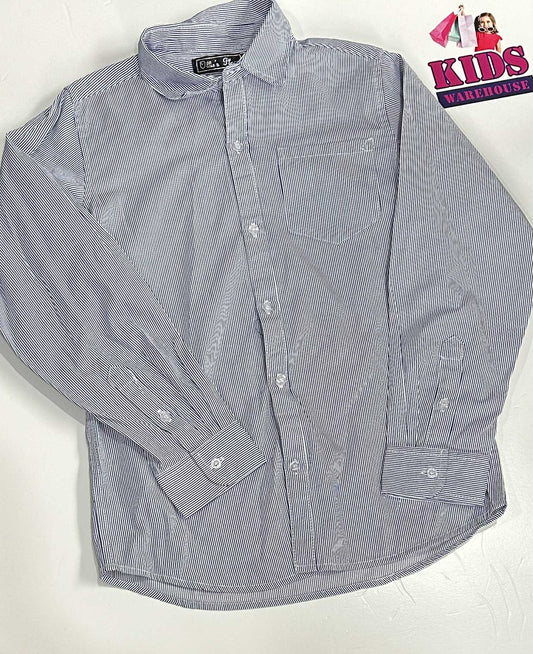Ollies Place White & Blue Long Sleeve Shirt Size 10