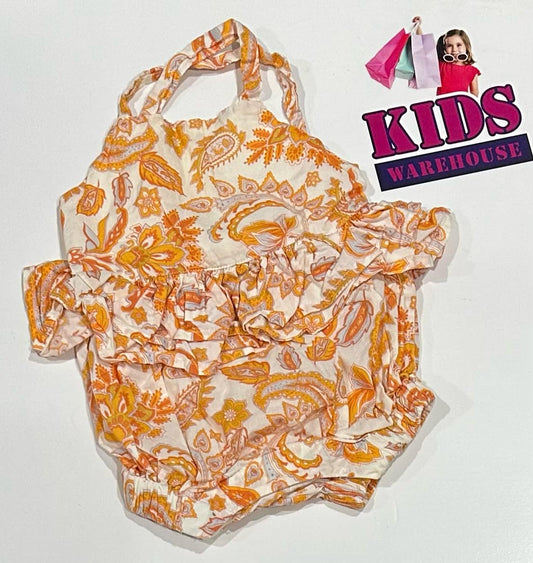 Seed Heritage White & Orange Bodysuit Size 000