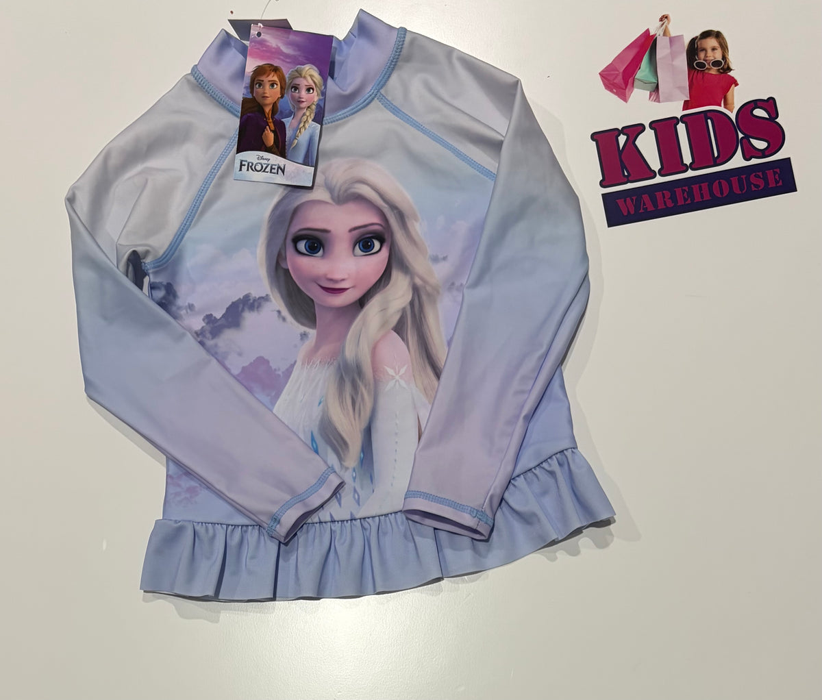 Not Used Disney Frozen Elsa Print Swim Rashie Top Size 4