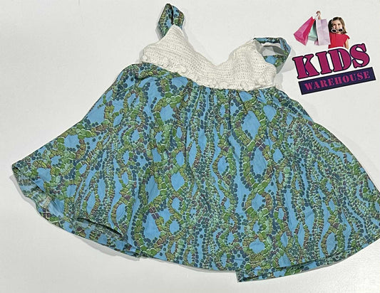 AuraKnits White, Blue & Green Dress Size 0