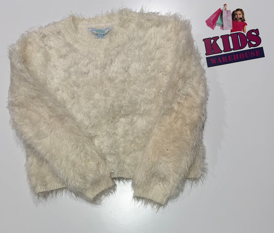 Tilii White Fluffy Sweater Size 8