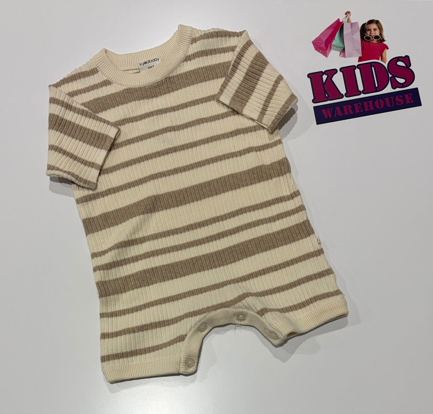 Kynd Baby Cream, Brown Stripe Jumpsuit Size 0
