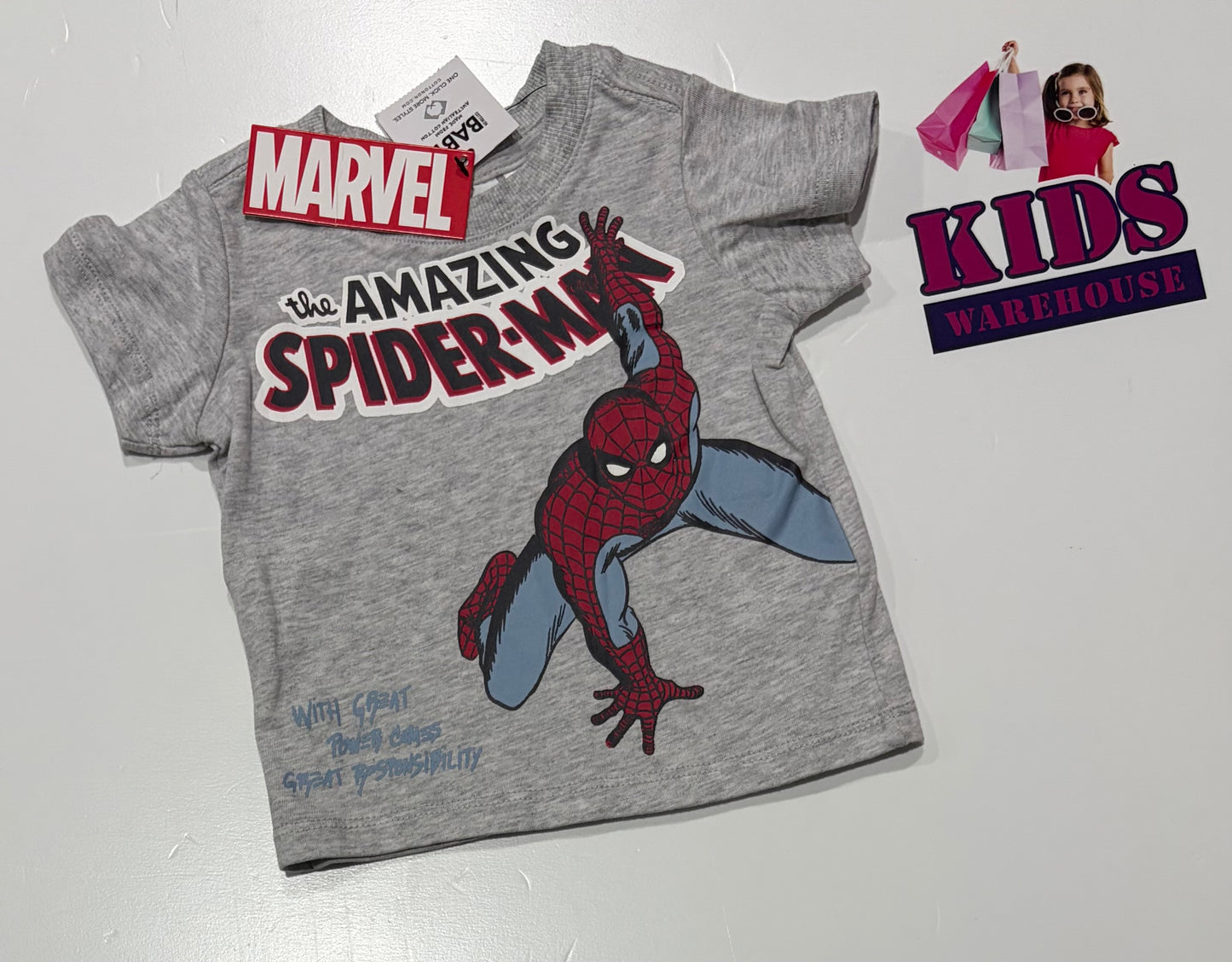Marvel Spiderman Grey, Character Print Top Size 000