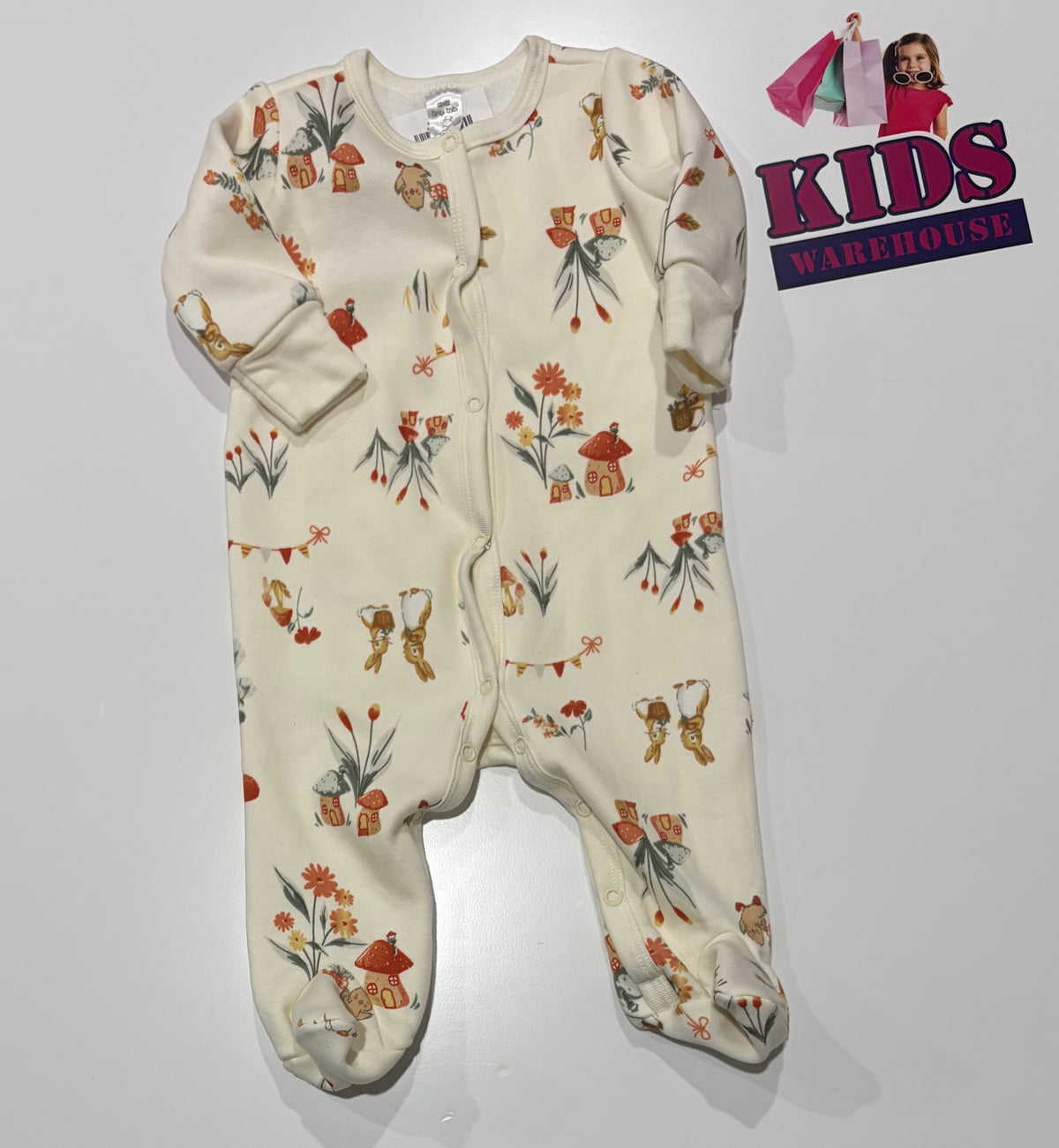 Tiny Tots White, Rabbit Print Jumpsuit Size 00