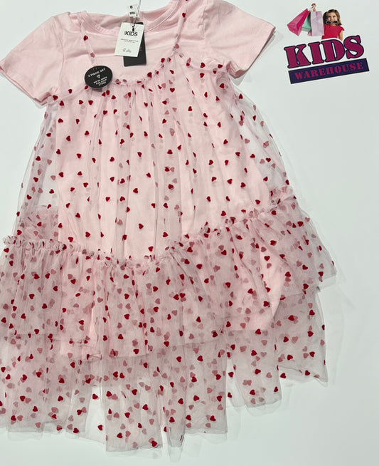 Not Used Cotton On Pink, Heart Print Dress Size 8