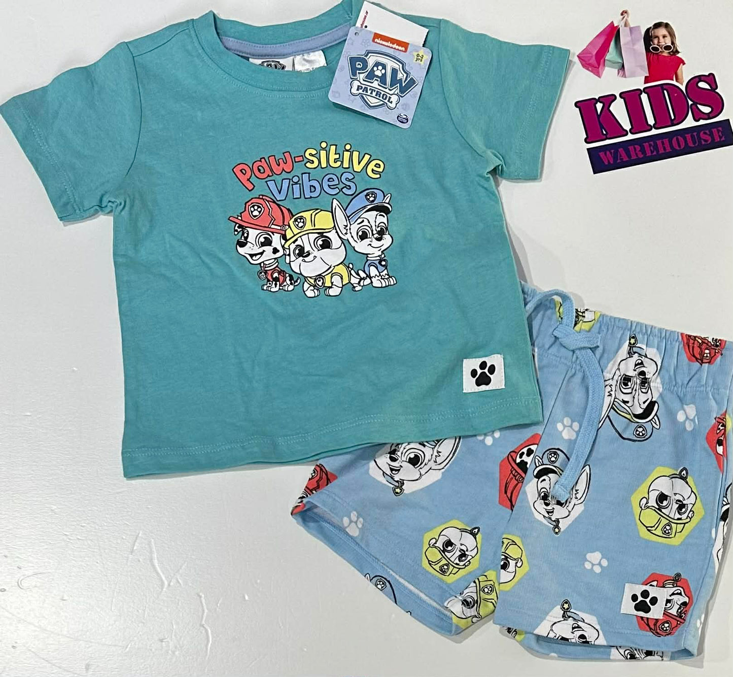 New Nickelodeon Paw Patrol Aqua 2 Piece PJ Set Size 1