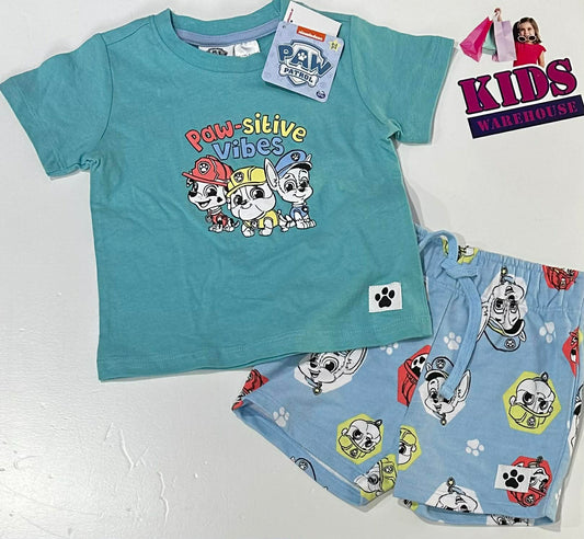 New Nickelodeon Paw Patrol Aqua 2 Piece PJ Set Size 1