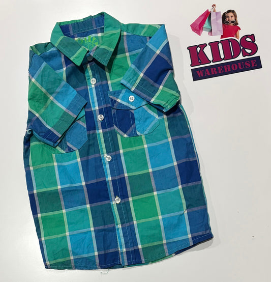 Rebel Green, Blue Check Print Top Size 5