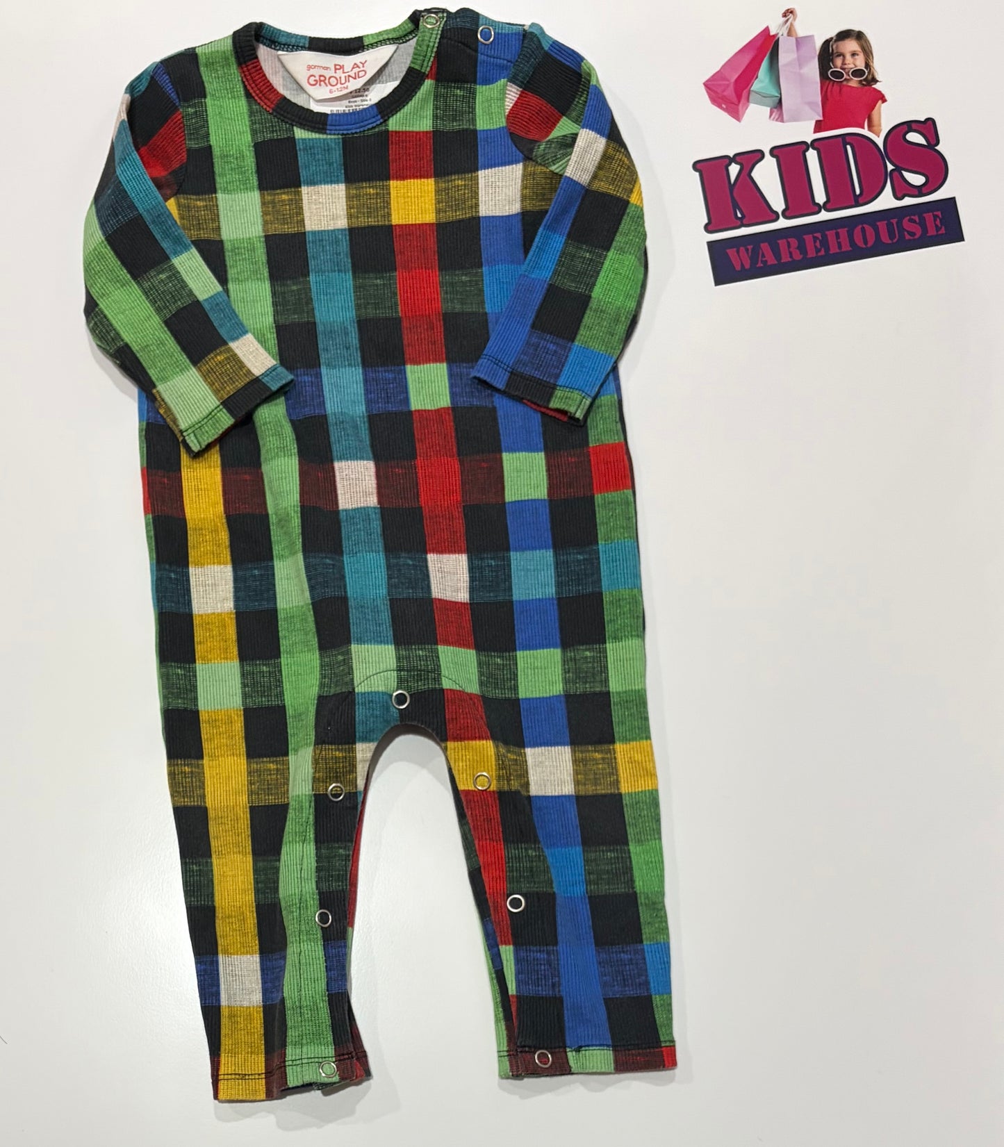 Gorman Play Ground Red, Green, Blue, Yellow Check Print Jumpsuit Size 0