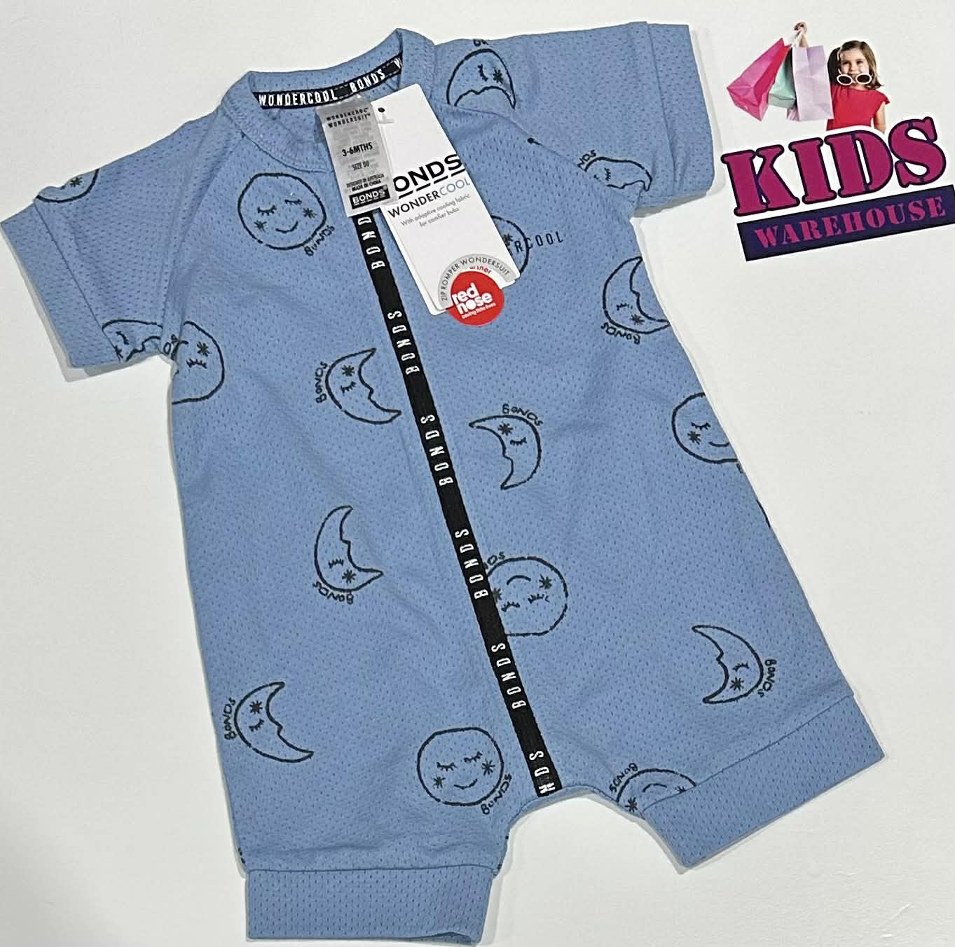 New Bonds Blue Wondersuit With Smiley Moon Pattern Size 00