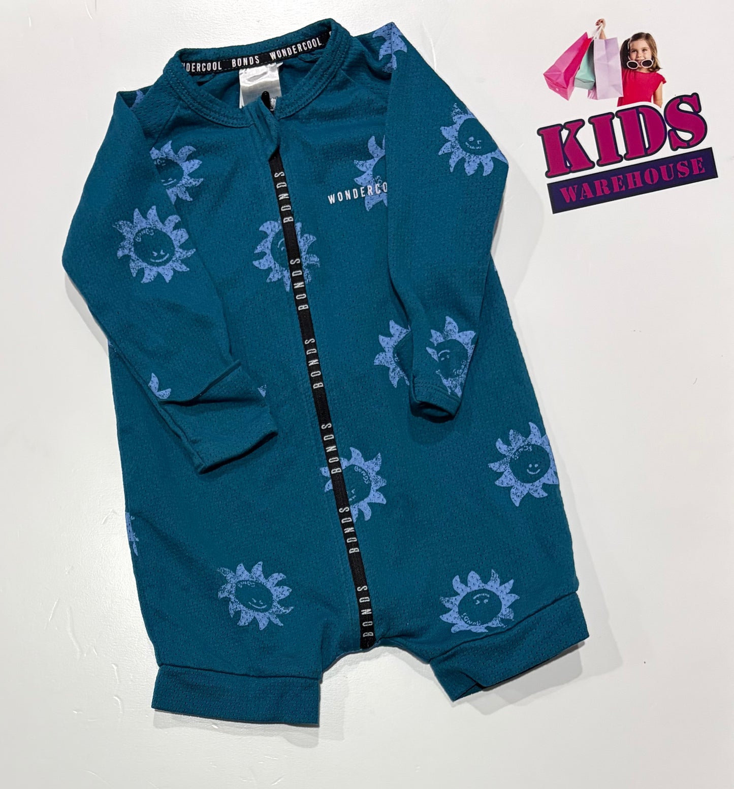 Bonds Wondercool Blue, Sun Print Jumpsuit Size 0