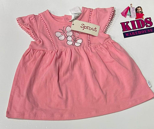 New Sprout Pink Dress With Butterfly Print Size 0