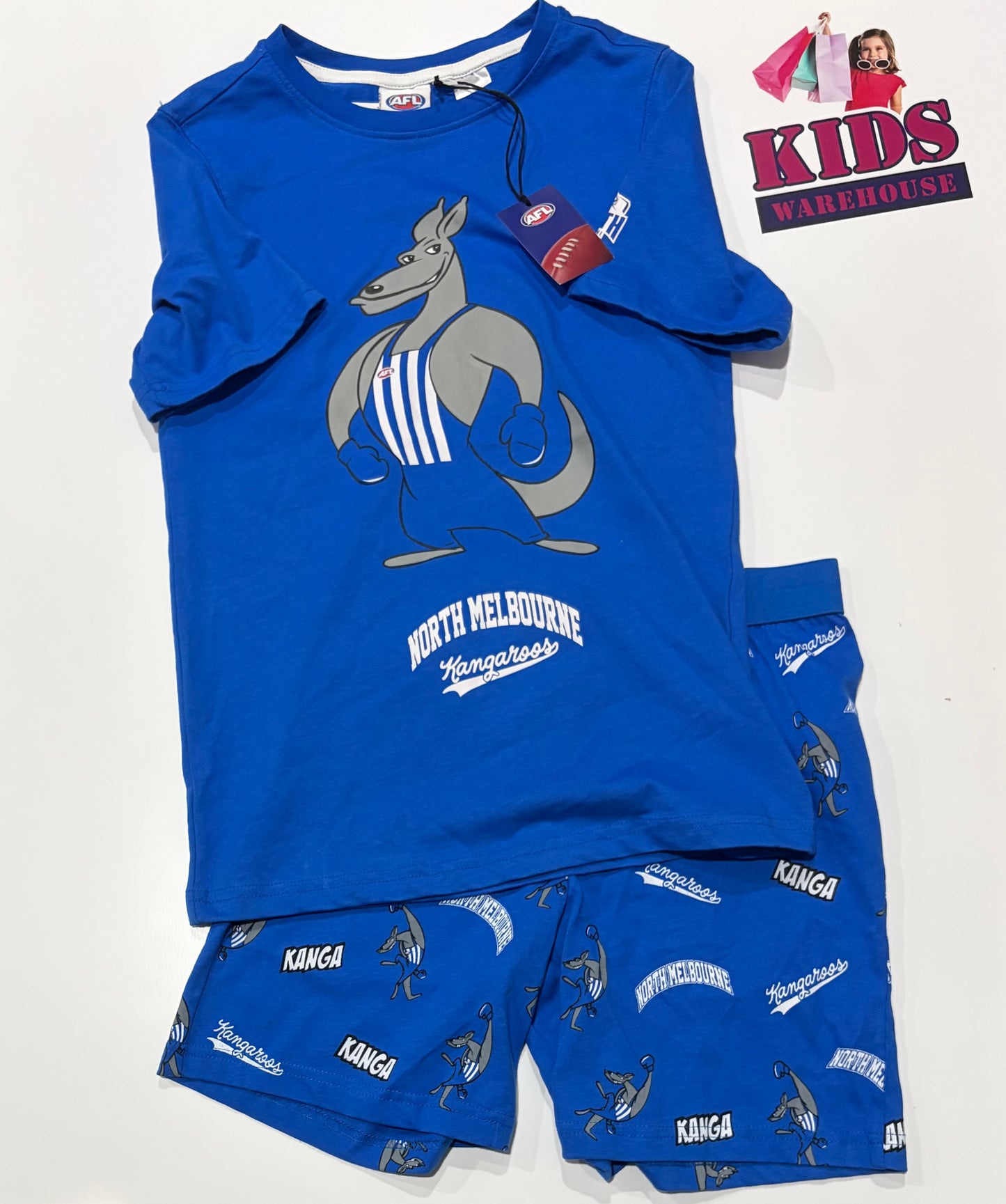 Not Used AFL Blue, North Melbourne Print 2 Piece Pyjama Set Size 10