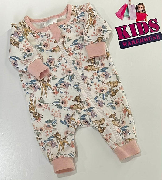 Premmie Disney White & Pink Jumpsuit With Deer Pattern Size 00000