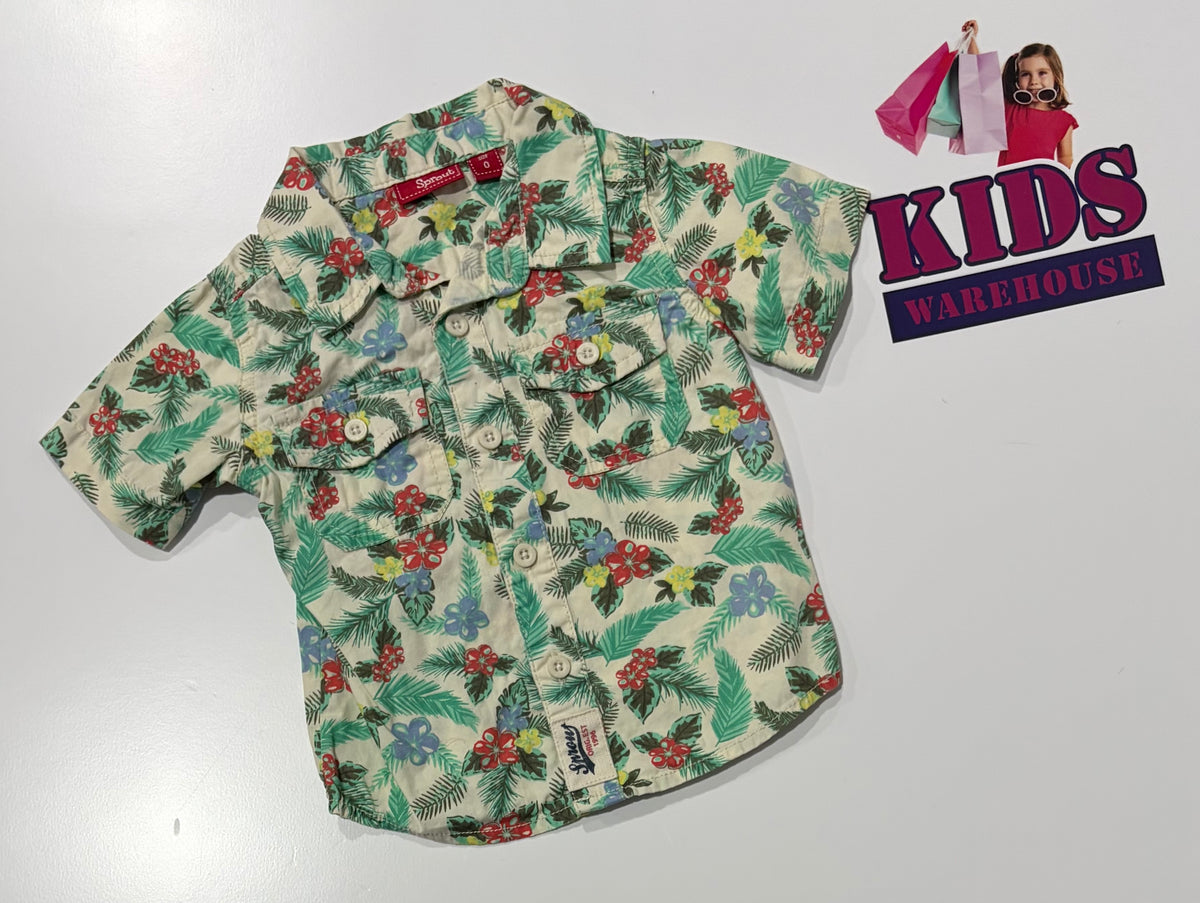 Sprout Grey, Leaf Print Top Size 0