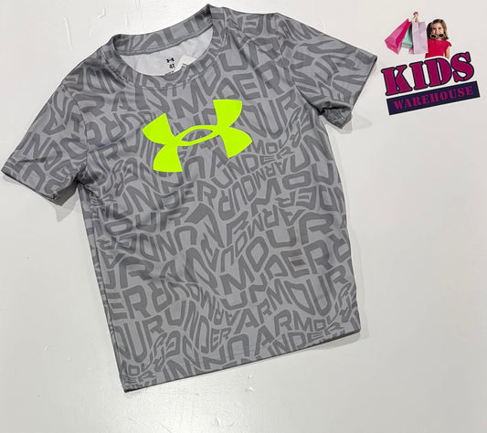 Under Armour  Grey Top With Green Logo Size 4