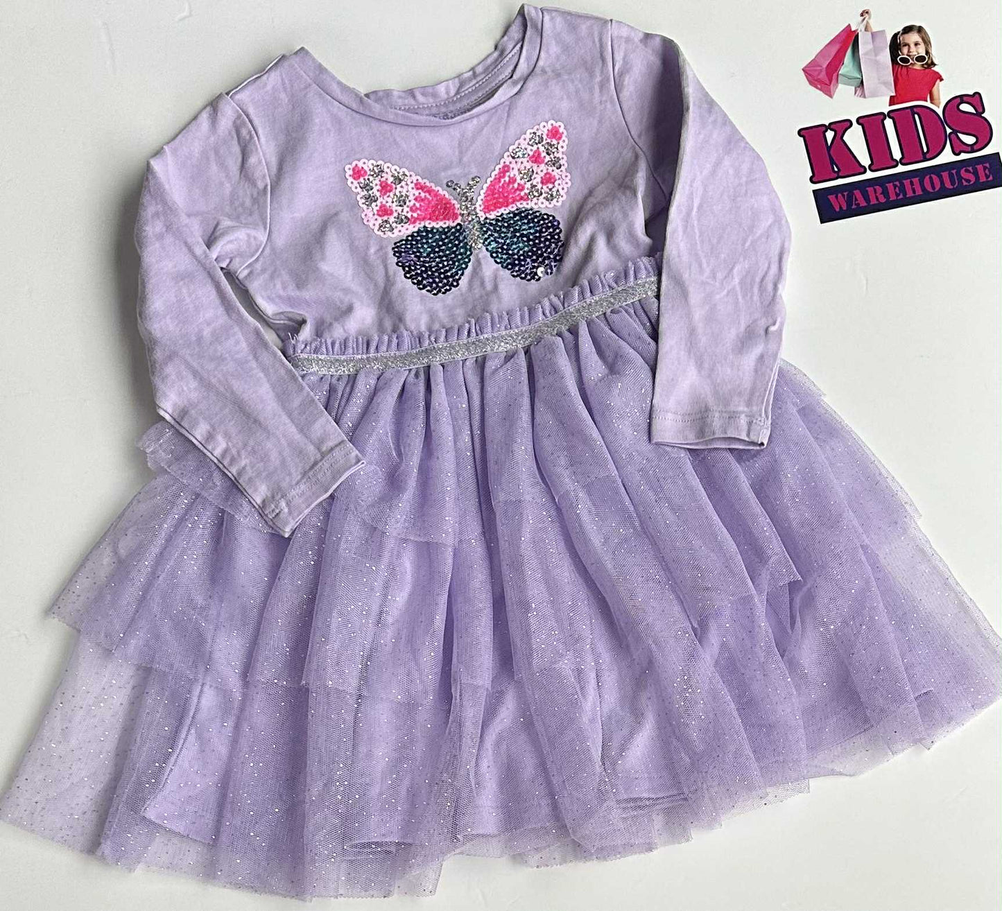Purple Sequence Butterfly Dress Size 2