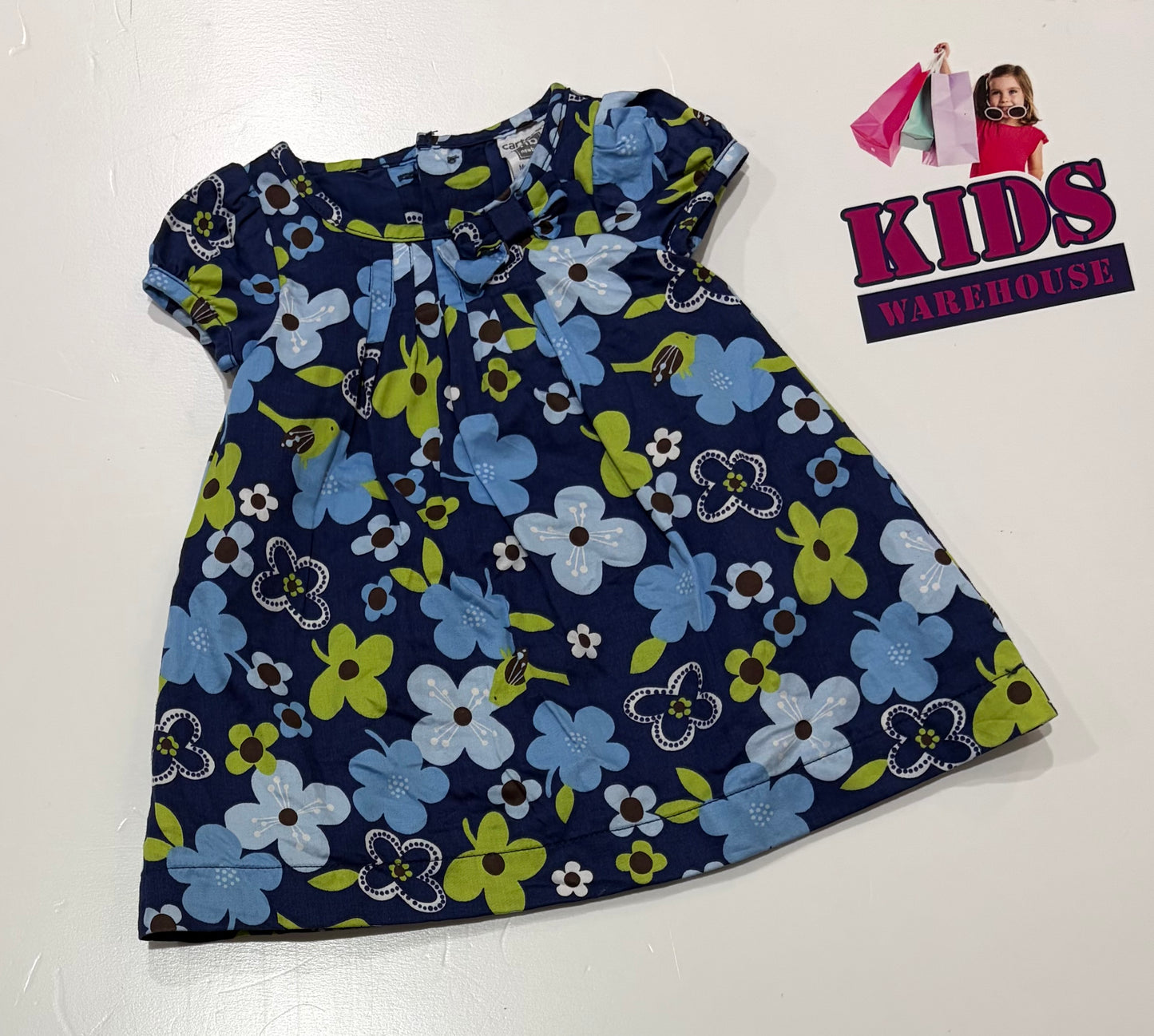 Carter's Navy Blue, Green Floral Print Dress Size 0000
