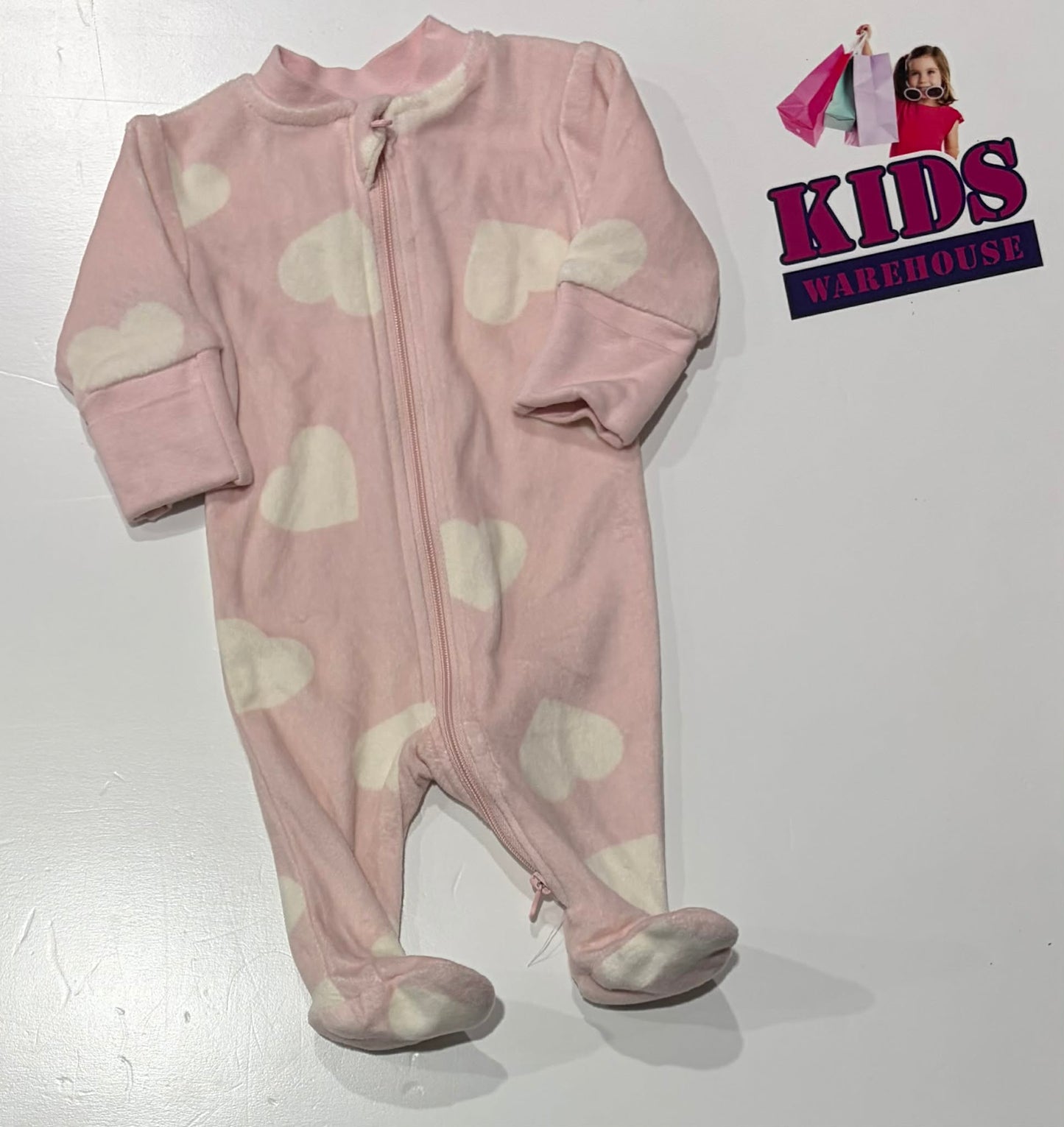 Premmie Baby Berry Pink Soft Jumpsuit With White Heart Pattern Size 00000