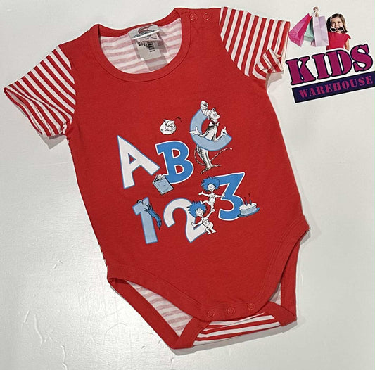 Dr. Seuss Red & White Bodysuit Size 1