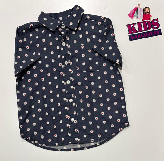 Cotton On Grey, White Flowet Polka Print Top Size 4
