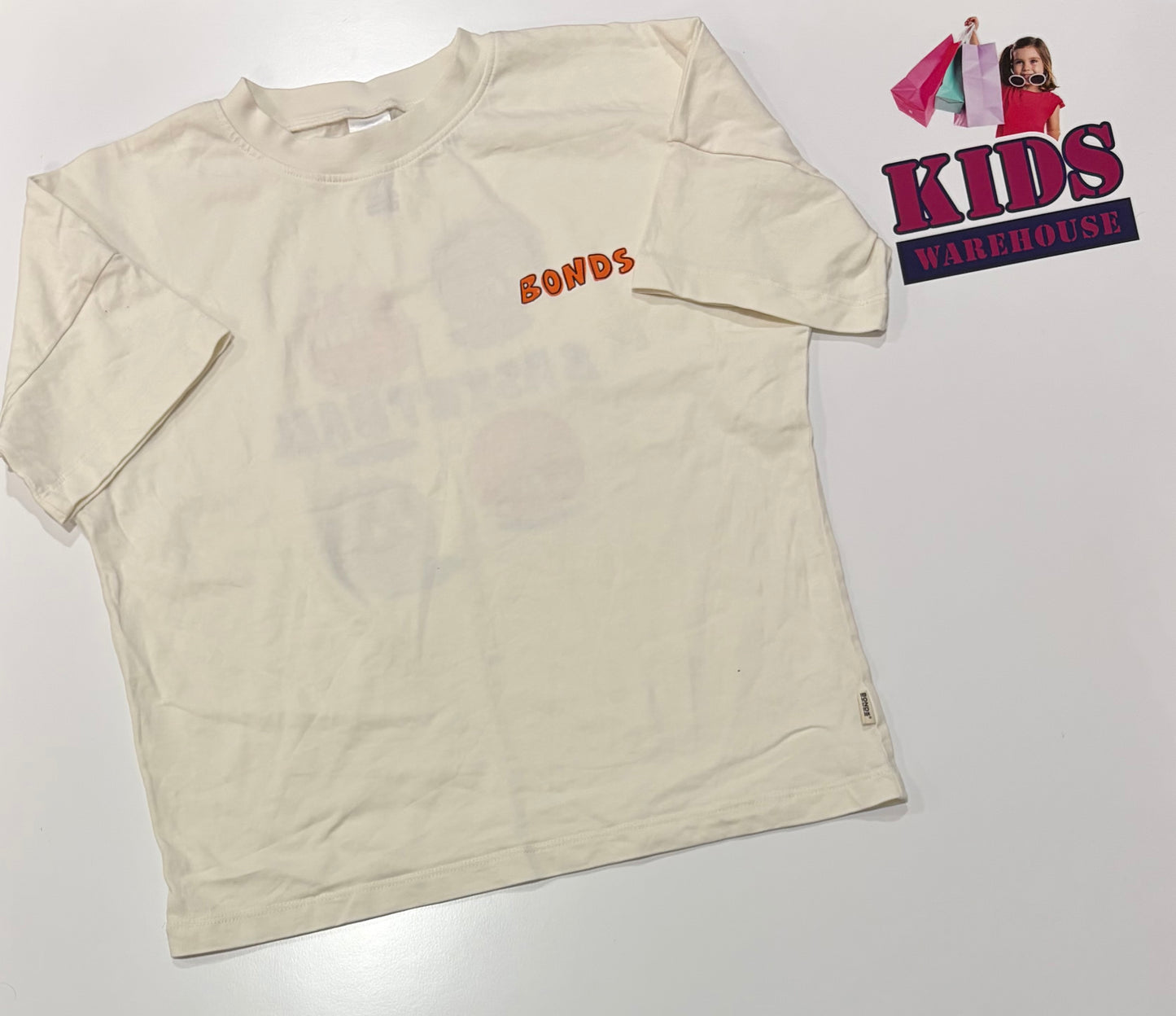 Bonds White Scribble Basketball Print Top Size 8