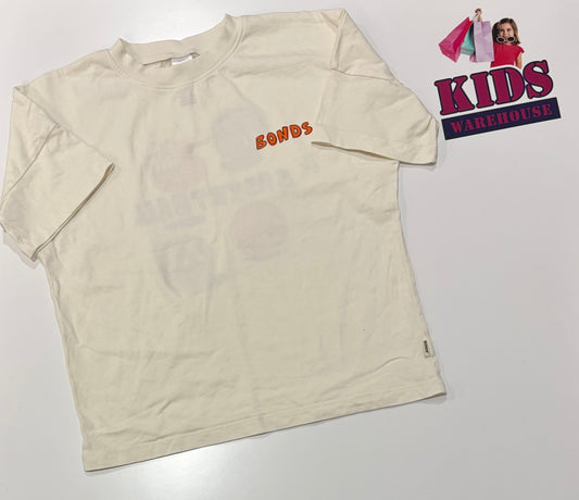 Bonds White Scribble Basketball Print Top Size 8