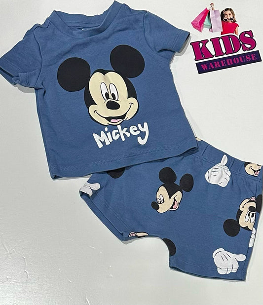 Disney Blue Mickey Mouse 2 Piece PJ Set Size 00