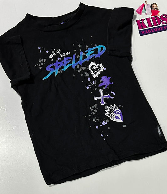 Disney Descendants Black Top With Purple  “You’ve Been Spelled” Print Size 8