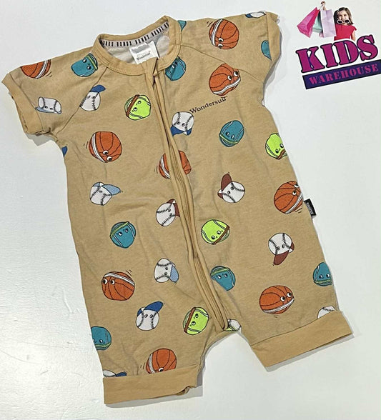 Bonds Brown Wondersuit With Sports Pattern Size 1