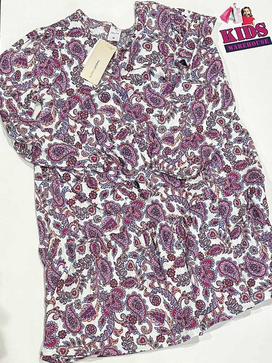 New Target White Dress With Purple Flower Pattern Size 12