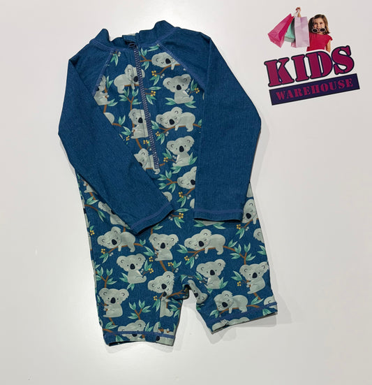 Sprout Blue, Koala Print Swim Rashie Jumpsuit Size 1