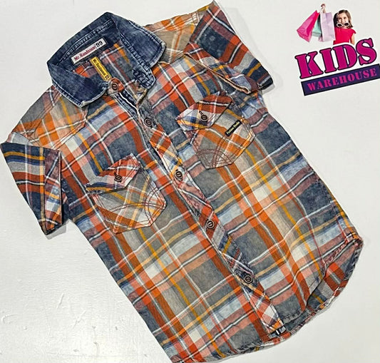 Mr. Handsome Orange & Blue Shirt Size 4