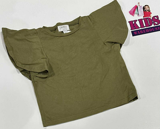 Peggy Green Top With Flared Sleeves Size 2￼