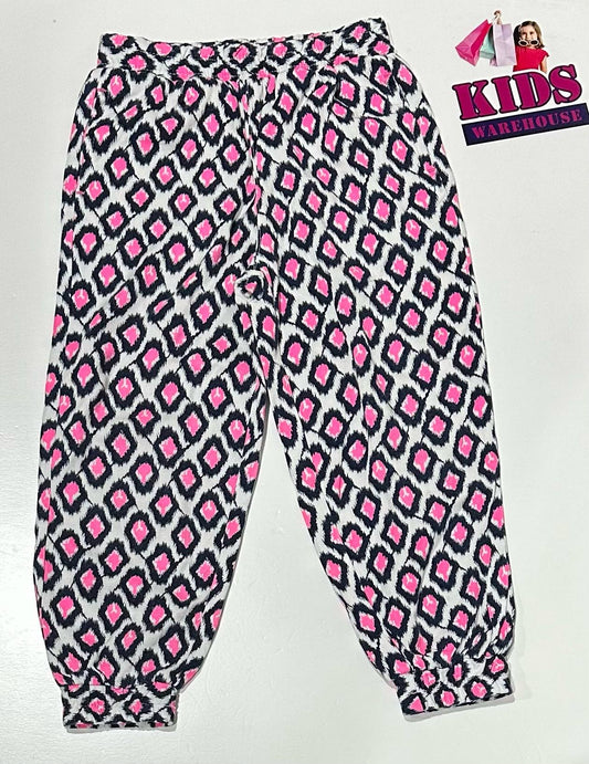 Target White Pants With Pink & Blue Pattern Size 4