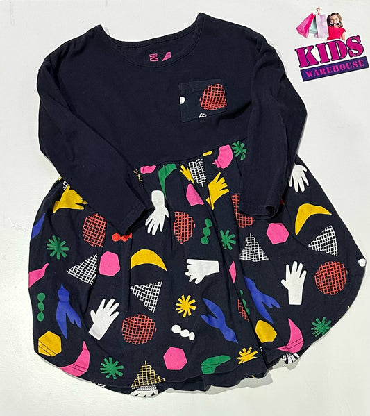 Cotton On Black Dress With Multi Coloured Shapes Size 4